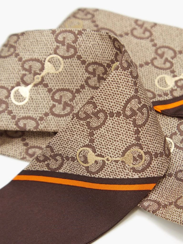 商品Gucci|Horsebit and GG-print silk-faille scarf,价格¥1841,第4张图片详细描述