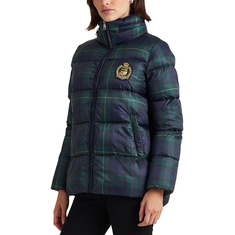 Women's Glen Plaid Hooded Puffer Coat商品第1张图片规格展示