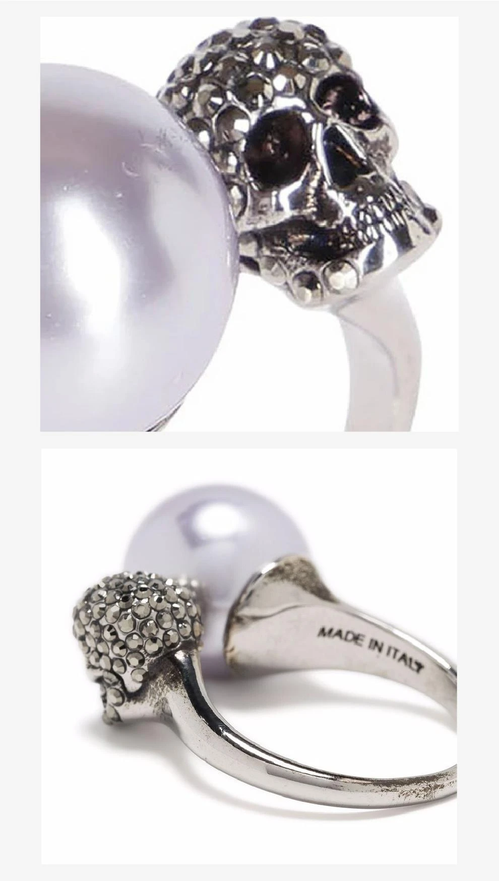 商品Alexander McQueen|Skull 人造珍珠骷髅戒指 仅剩17码【香港仓极速发货】,价格¥2753,第6张图片详细描述