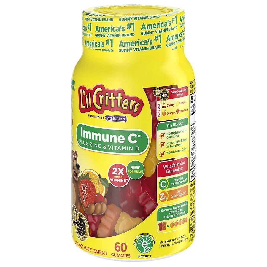 L'il Critters Immune C plus Zinc & Vitamin D Dietary Supplement Gummy Bears 3