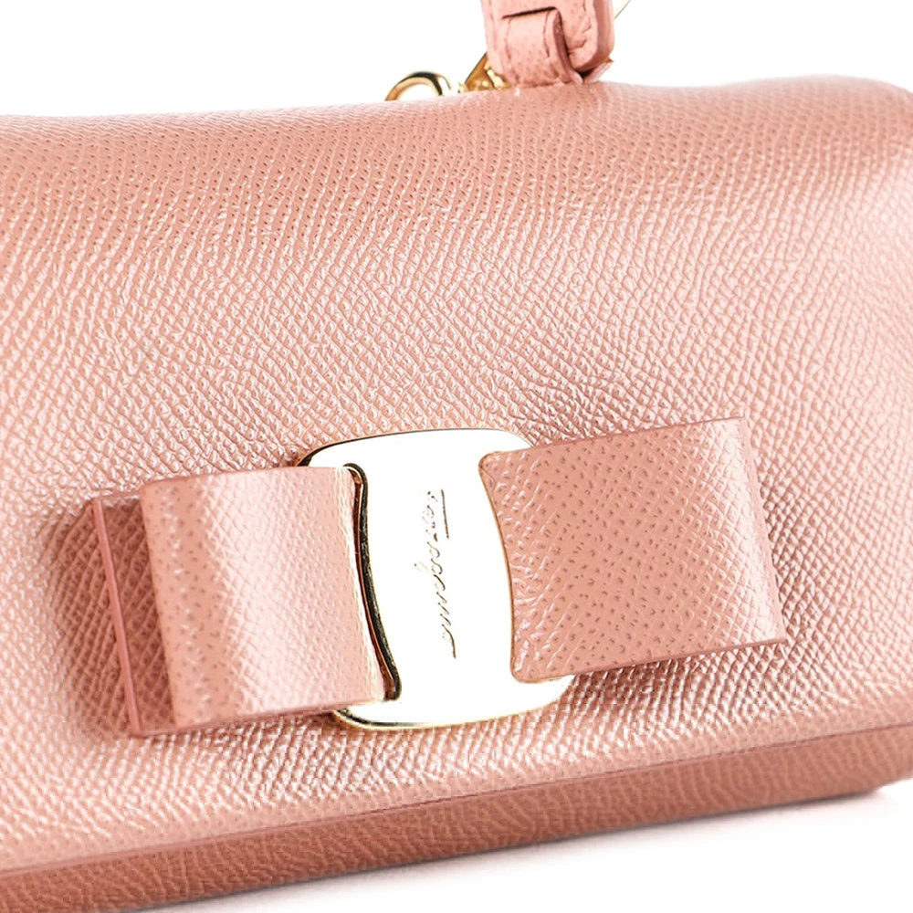 SALVATORE FERRAGAMO 女士桃粉色牛皮蝴蝶结顶部提手小号单肩包 22-D529-705261 商品