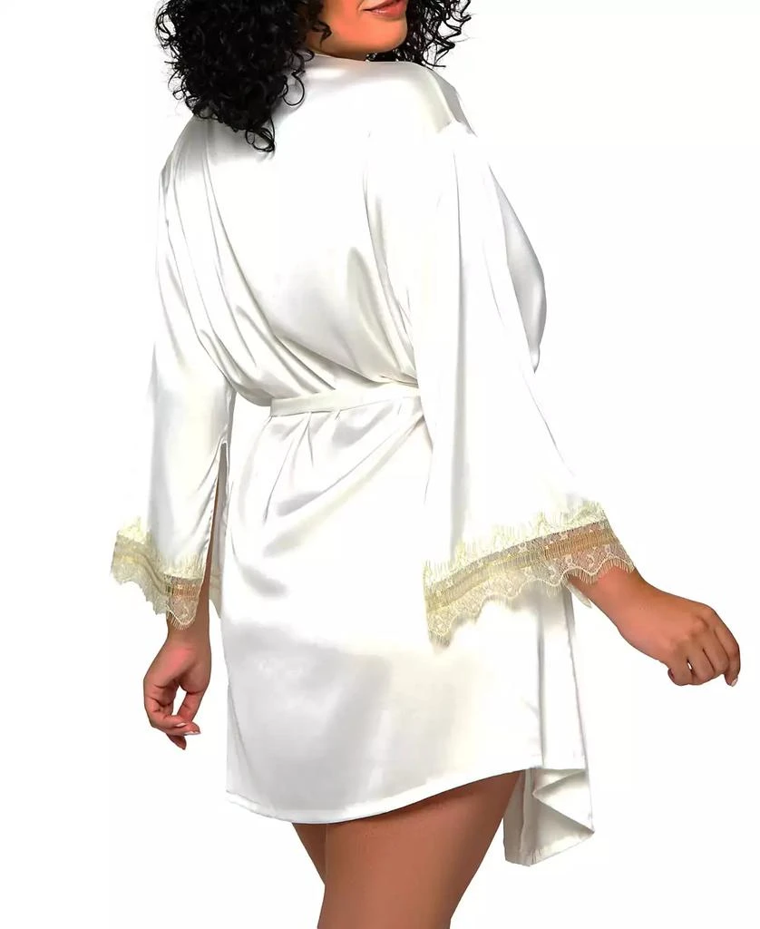 商品iCollection|Plus Size Alison Satin and Lace Trimmed Split Sleeve Robe,价格¥183,第4张图片详细描述