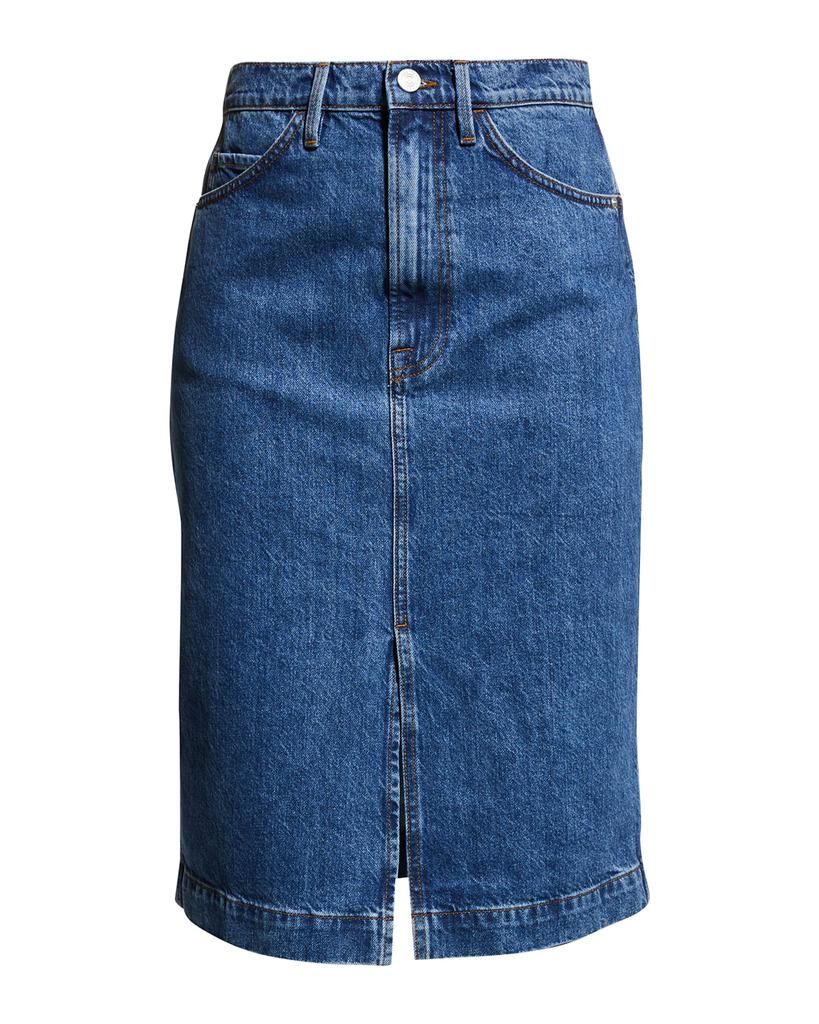 Split-Hem Denim Midi Skirt商品第2张图片规格展示
