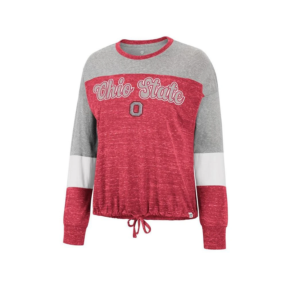 商品Colosseum|Women's Scarlet Ohio State Buckeyes Joanna Tie Front Long Sleeve T-shirt,价格¥226,第3张图片详细描述