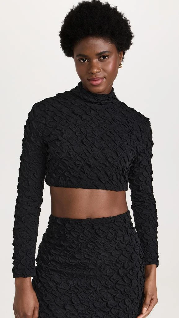 商品Dur Doux|Puckered Knit Long Sleeve Crop Top,价格¥929,第1张图片