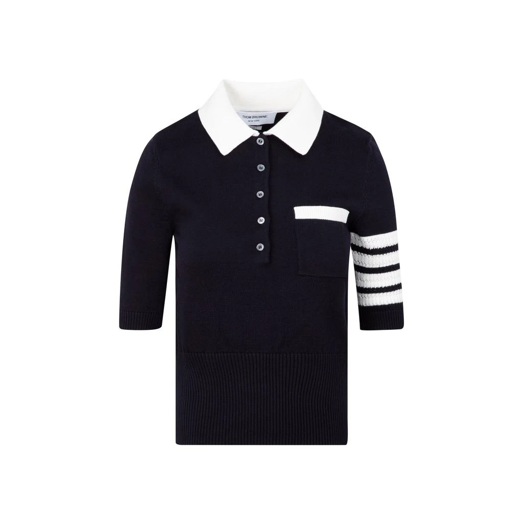 商品Thom Browne|Thom Browne Hector Knitted Polo Shirt,价格¥4116,第1张图片