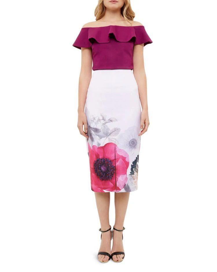 商品Ted Baker London|Geemey Neon Poppy Pencil Skirt,价格¥718,第3张图片详细描述