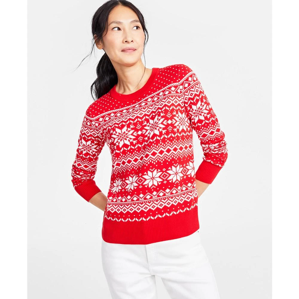 商品Charter Club|Holiday Lane Women's Festive Fair Isle Snowflake Sweater, Created for Macy's,价格¥188,第1张图片