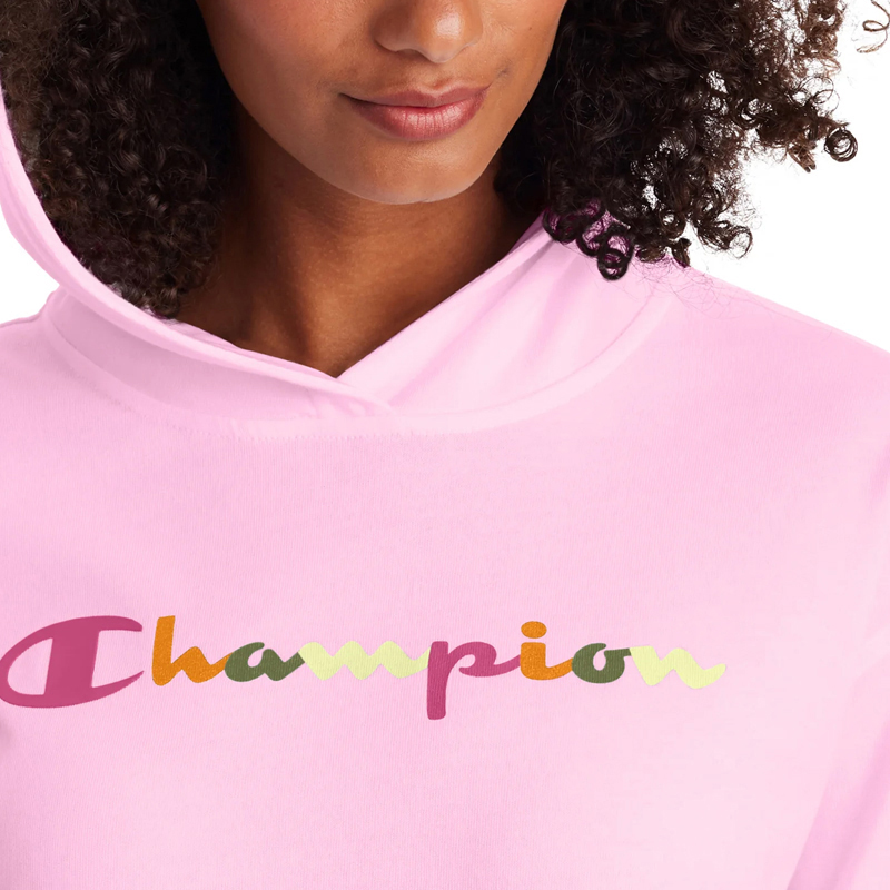 Champion 女士粉色字母印花图案连帽卫衣 W4909-550759-57F商品第4张图片规格展示