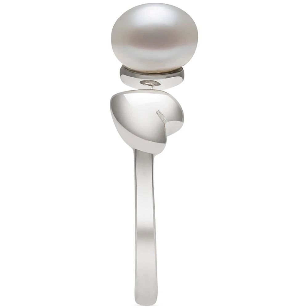商品Belle de Mer|Cultured Freshwater Button Pearl (4-7mm) Heart Cuff Ring in Sterling Silver,价格¥598,第4张图片详细描述