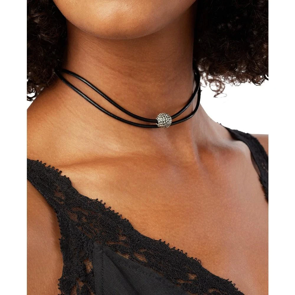 商品Lucky Brand|Silver-Tone Black Leather Crystal Choker Necklace,价格¥212,第3张图片详细描述