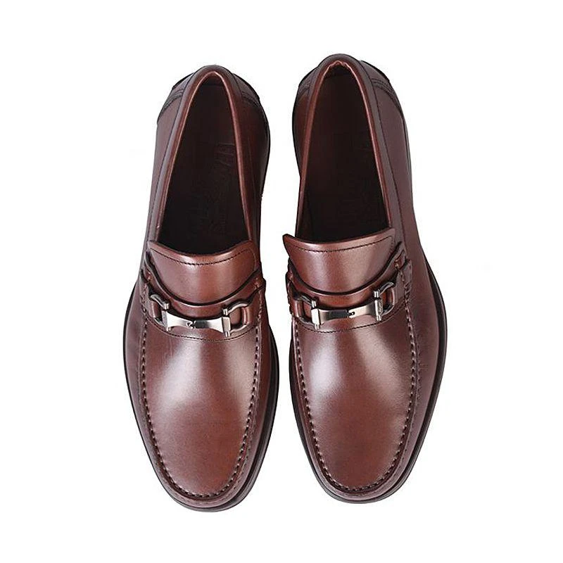 商品Salvatore Ferragamo|SALVATORE FERRAGAMO 男鞋棕色牛皮莫卡辛马衔扣商务休闲皮鞋 0512708,价格¥5473,第3张图片详细描述