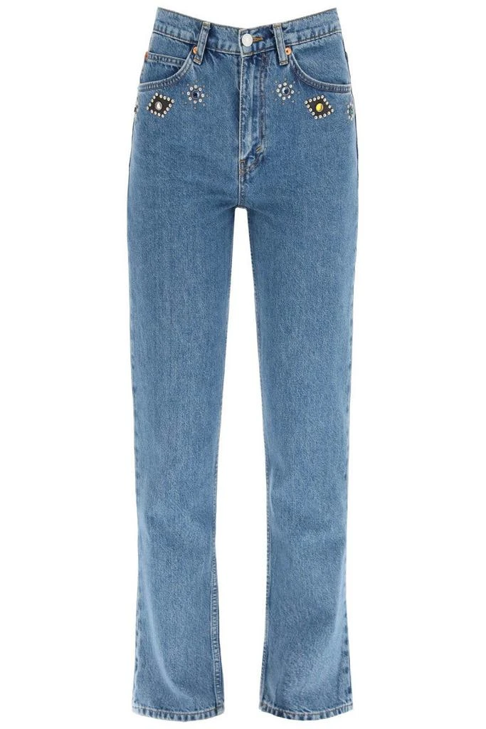 商品Re/Done|Re/done high-waist jeans with jewelled detailing,价格¥1767,第1张图片