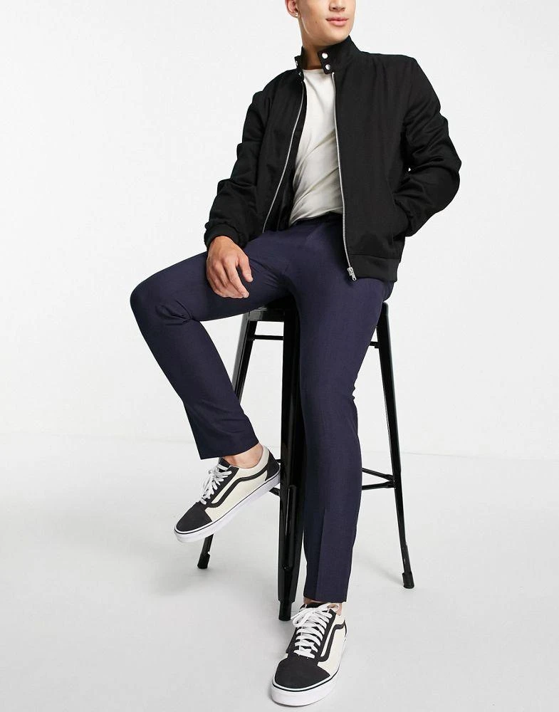 商品Burton Menswear|Burton skinny fit check suit trousers in mid blue,价格¥135,第4张图片详细描述