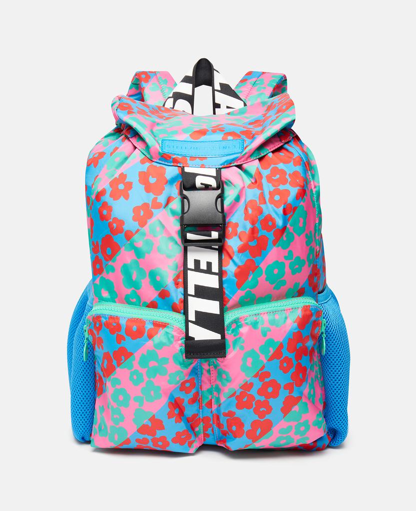 Stella McCartney - Striped Floral Print Logo Backpack, Woman, Multicolour商品第1张图片规格展示