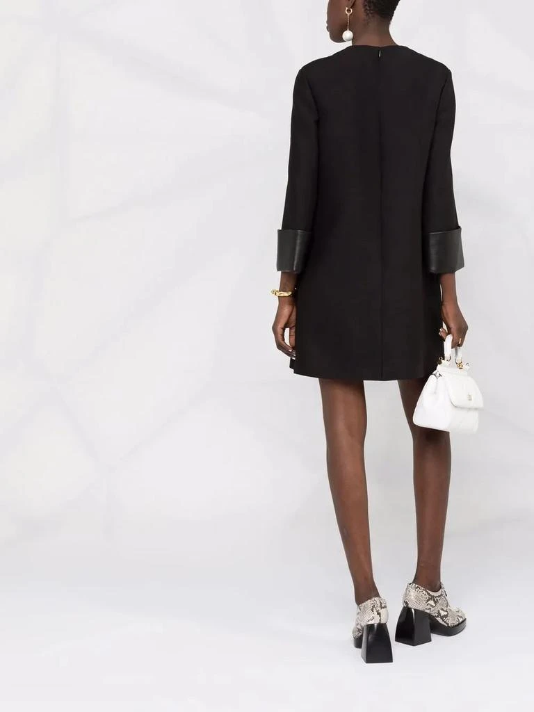 商品Valentino|Valentino Leather-Trim Virgin Wool-Blend Dress,价格¥8566,第4张图片详细描述