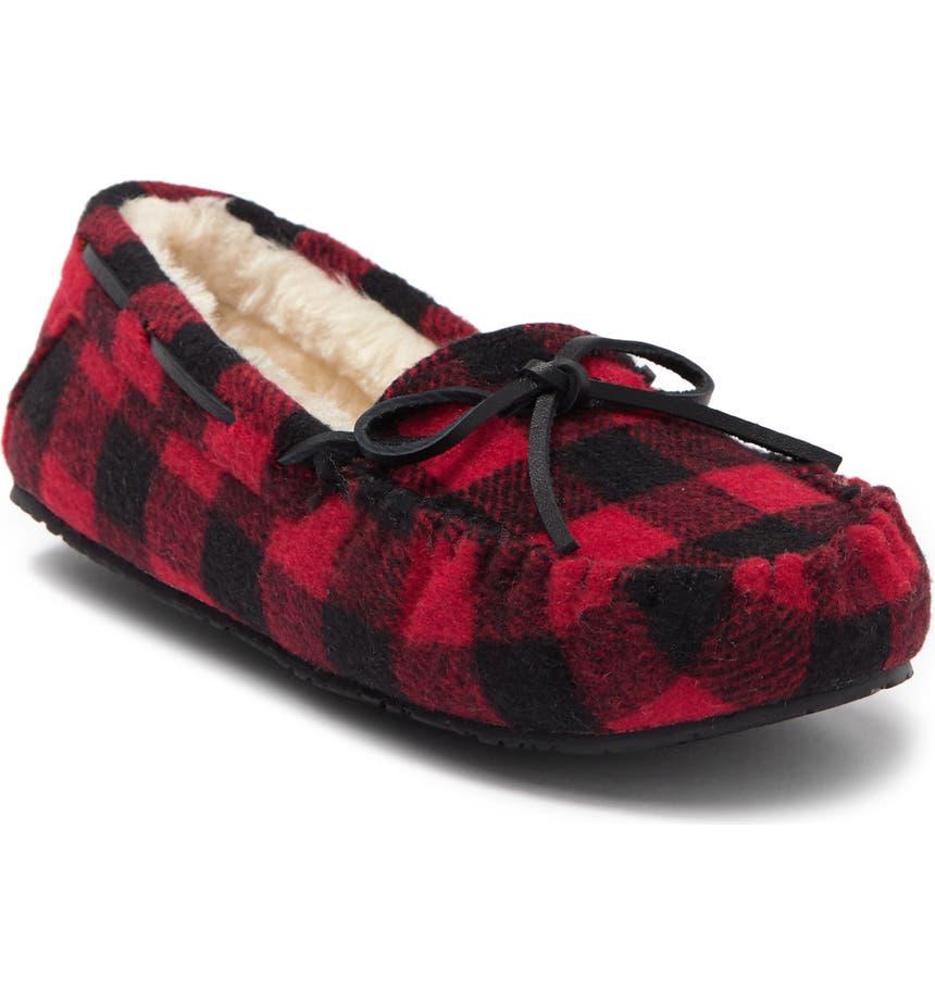 Petra Trapper Plaid Print Faux Shearling Lined Moccasin商品第1张图片规格展示