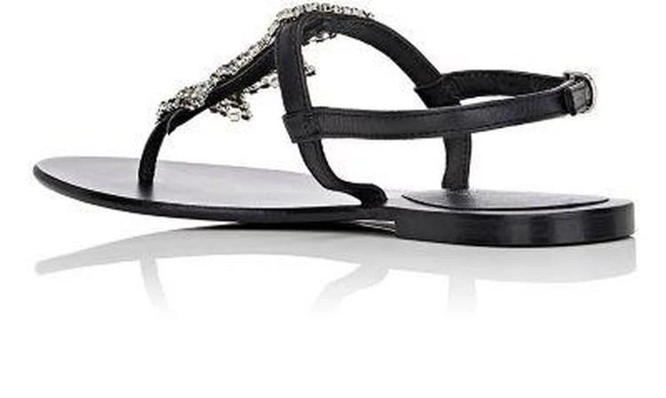 商品Barneys New York|Crystal-Embellished Leather T-Strap Sandals,价格¥894,第3张图片详细描述