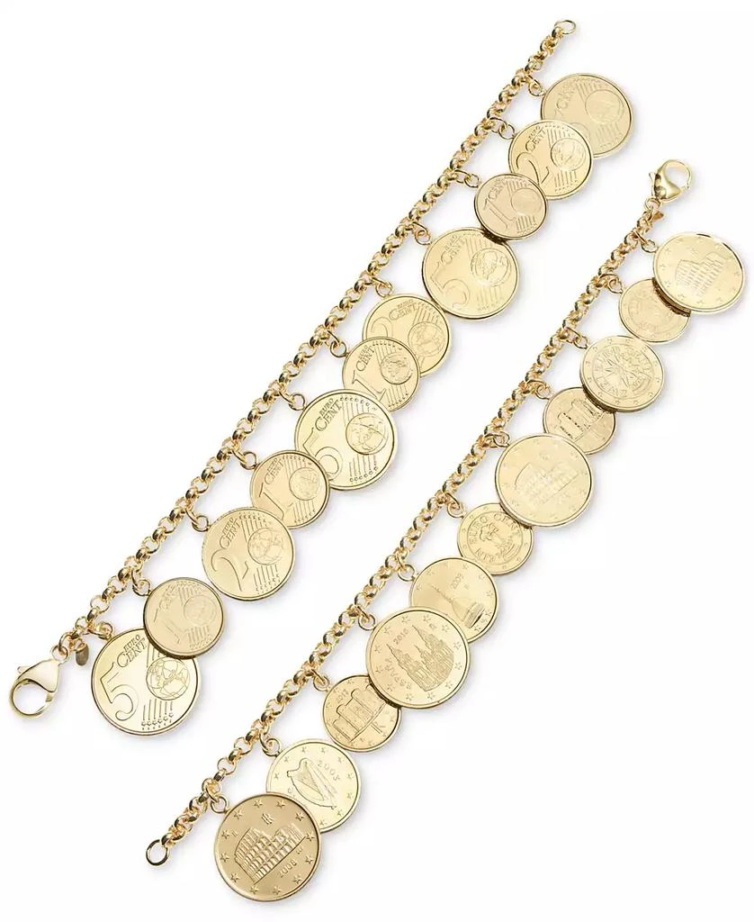 商品Italian Gold|Euro Coin Charm Bracelet in 14k Gold Vermeil,价格¥1347,第3张图片详细描述