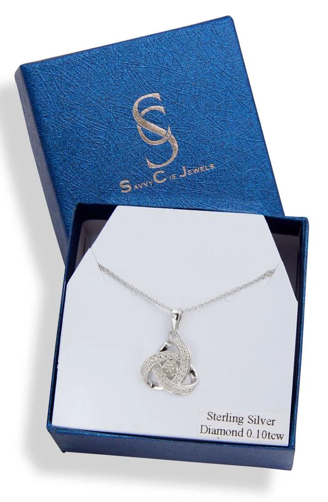 商品Savvy Cie Jewels|Sterling Silver Diamond Love Knot Pendant Necklace - 0.10 ctw,价格¥245,第3张图片详细描述