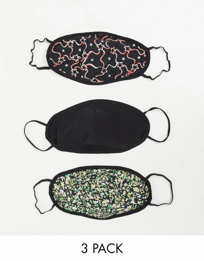 商品Topshop|Topshop face covering 3 pack in star & animal print,价格¥40,第1张图片