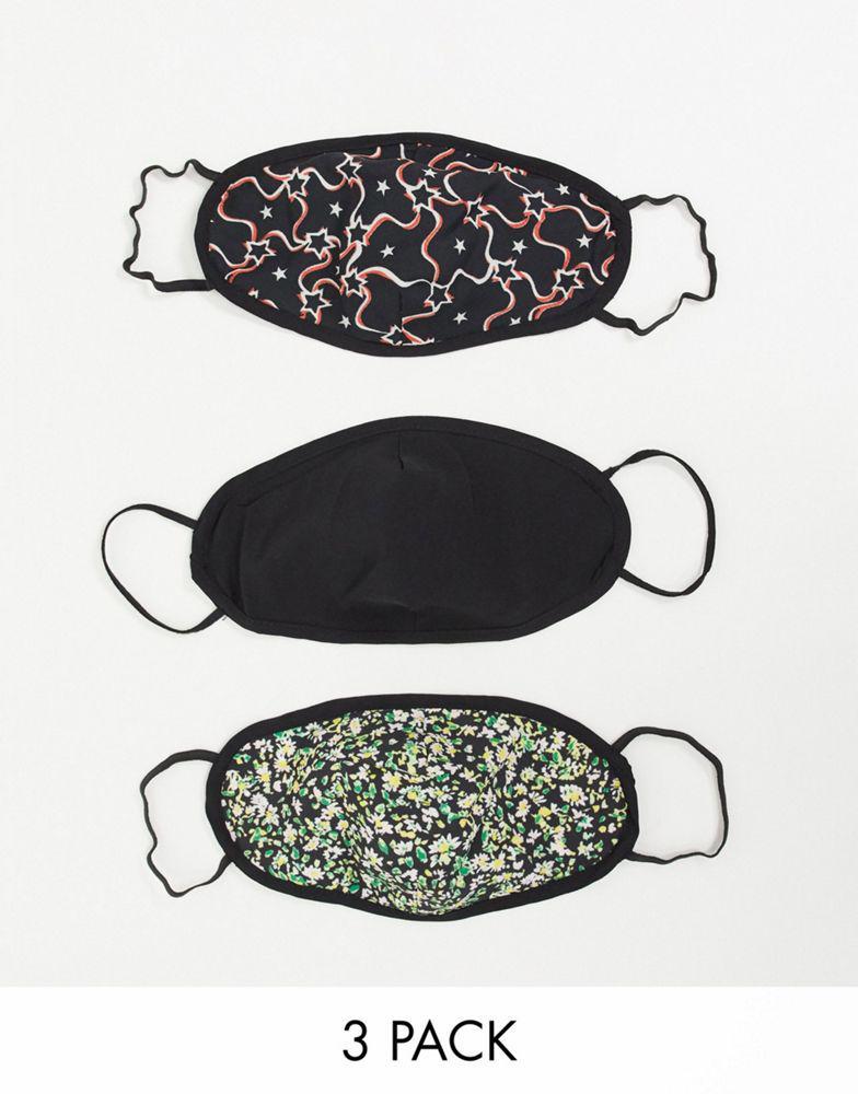 商品Topshop|Topshop face covering 3 pack in star & animal print,价格¥36,第1张图片