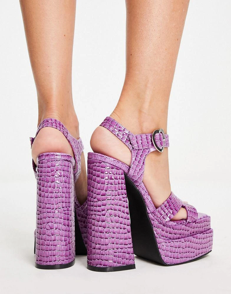 商品Daisy Street|Daisy Street Exclusive platform heel sandals with heart shaped buckle in purple,价格¥137,第2张图片详细描述