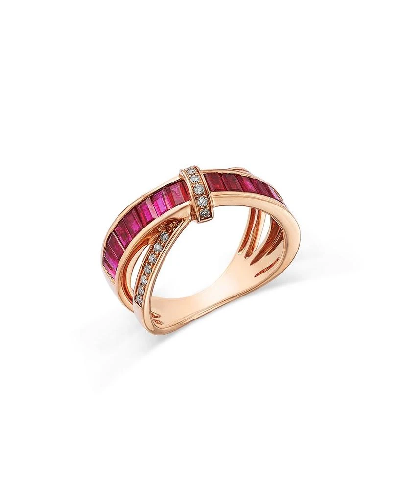 商品Bloomingdale's Fine Collection|Ruby & Diamond Crossover Statement Ring in 14K Rose Gold,价格¥34032,第1张图片