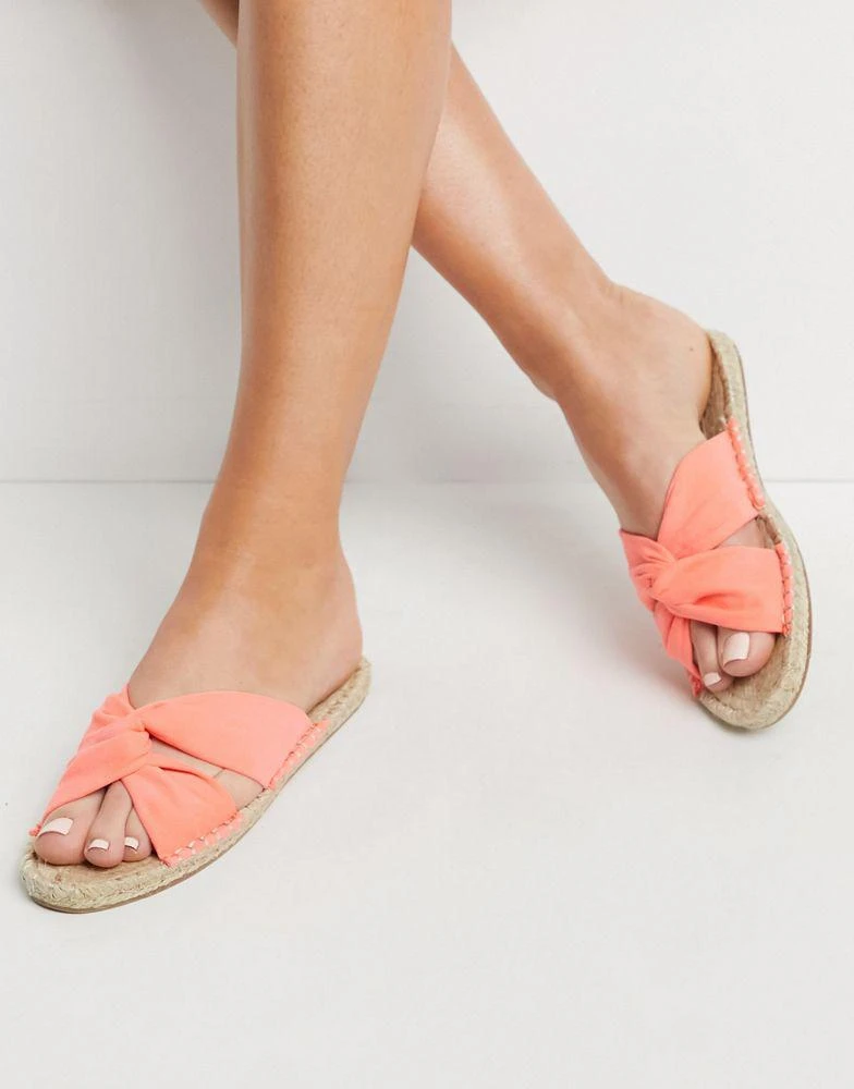 商品ASOS|ASOS DESIGN Jollie knotted mule espadrille in coral,价格¥95,第4张图片详细描述