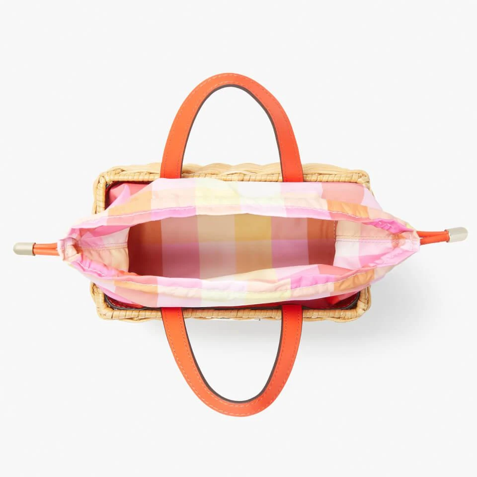 商品Kate Spade|Kate Spade New York Women's Sam Wicker Madras Mini Satchel Bag - Pink Multi,价格¥1366,第4张图片详细描述
