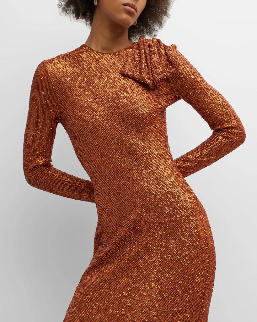 Long-Sleeve Sequin Gown with Bow Detail 商品
