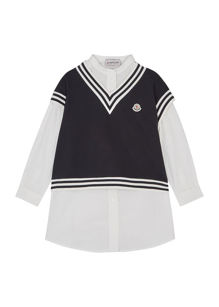 商品Moncler|KIDS Navy and white cotton shirt and vest set (8-10 years),价格¥1948,第1张图片