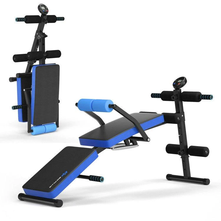 Adjustable Sit Up Bench with LCD Monitor-Red 商品