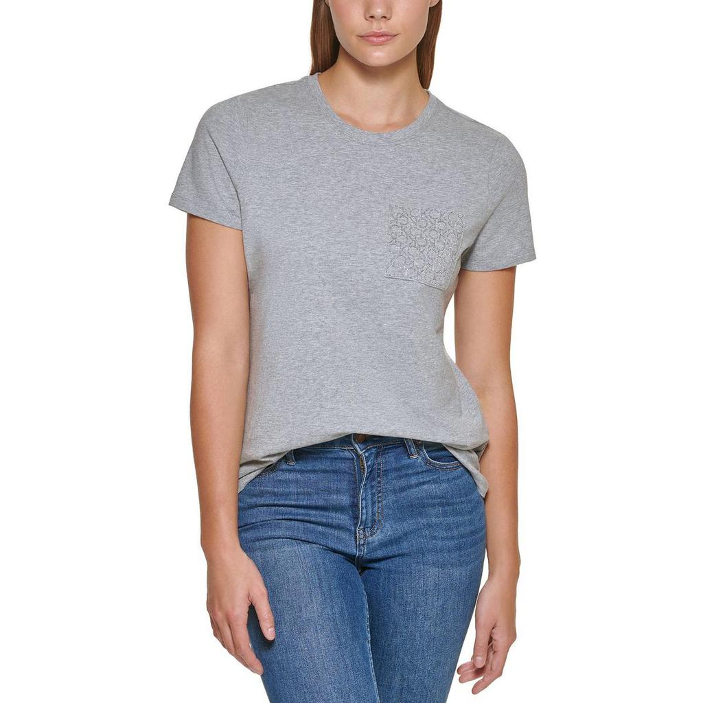 Calvin Klein Womens Heathered Logo T-Shirt商品第1张图片规格展示