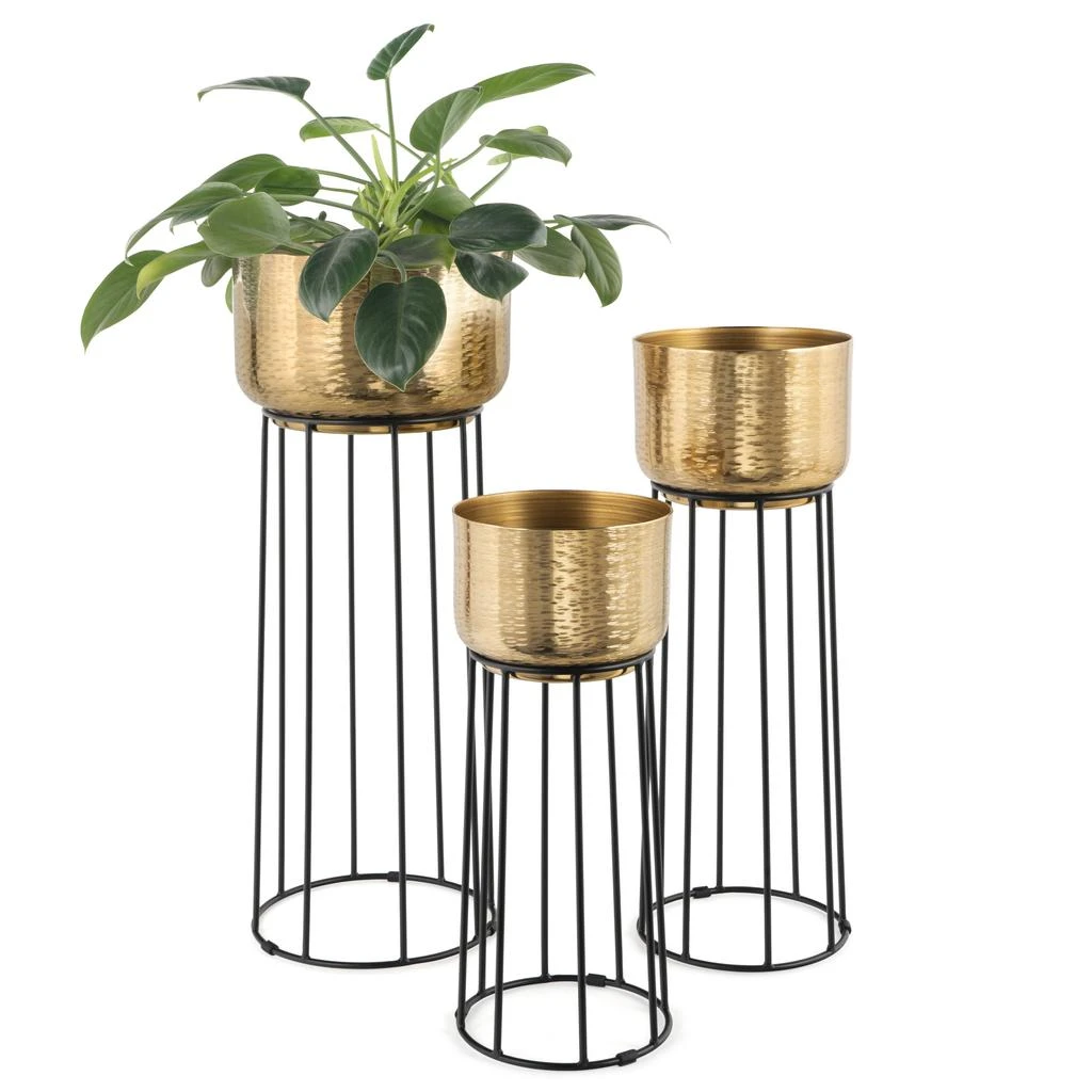 Thallo Gold Metal Floor Planters, Set of 3 商品