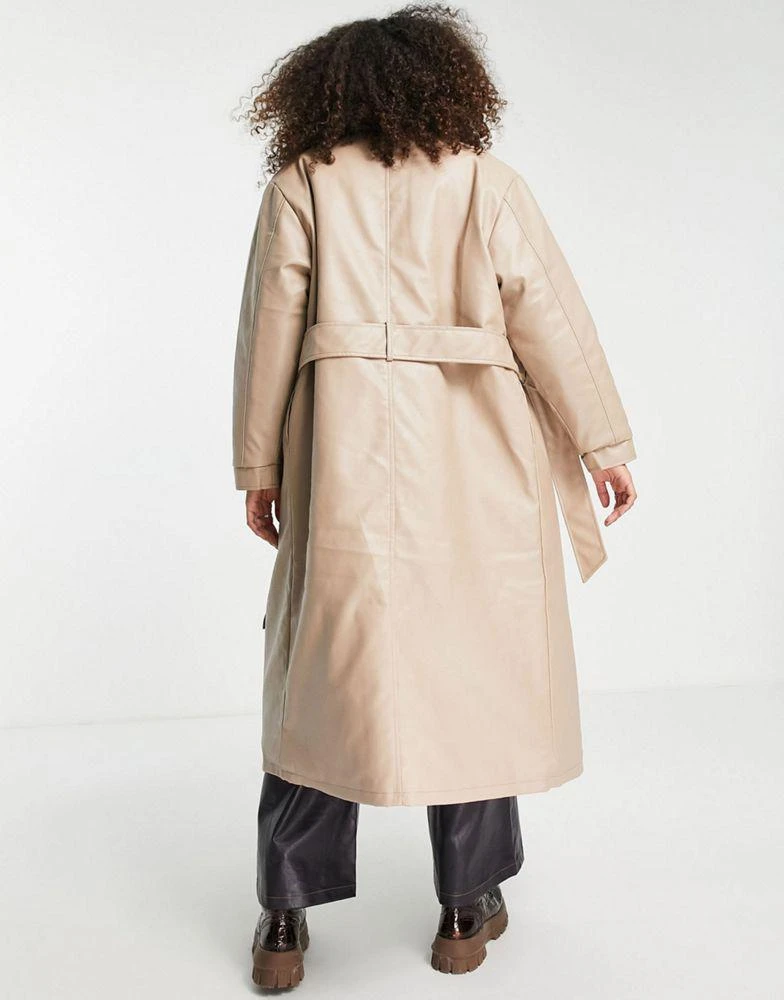 商品Reclaimed Vintage|Reclaimed Vintage inspired 90s oversized leather look mac in stone,价格¥317,第3张图片详细描述
