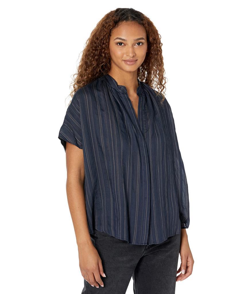 商品Vince|Short Sleeve Drapey Stripe Shirred Blouse,价格¥763-¥1361,第1张图片