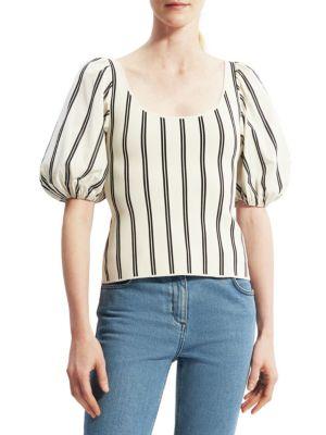 Striped Puff Sleeve Top商品第1张图片规格展示