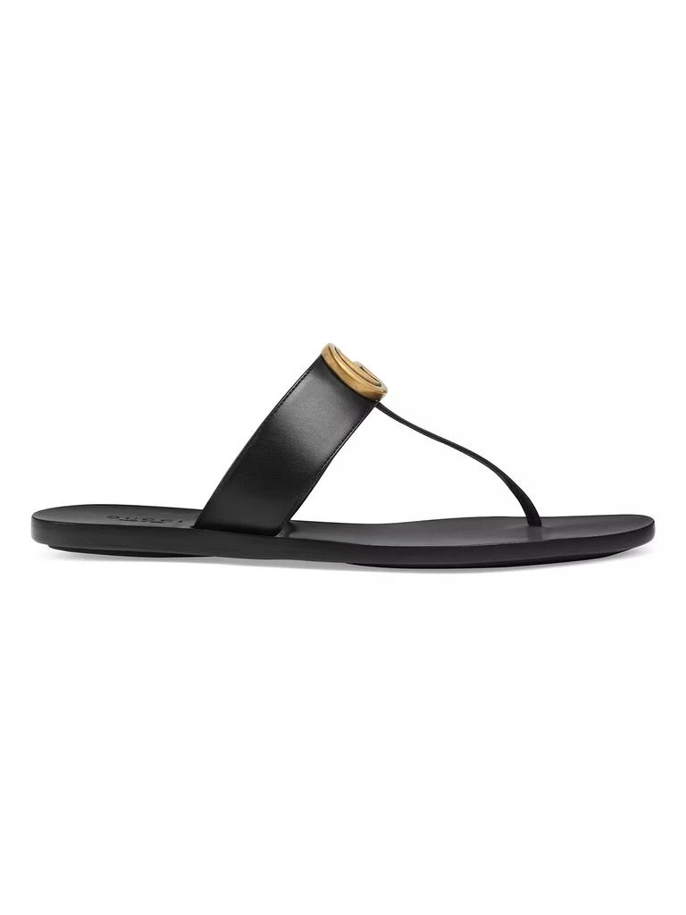 商品Gucci|Marmont Leather Thong Sandals With Double G,价格¥5093,第1张图片