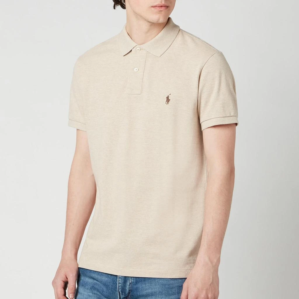 商品Ralph Lauren|Polo Ralph Lauren Men's Custom Slim Fit Mesh Polo Shirt - Expedition Dune Heather,价格¥1077,第1张图片