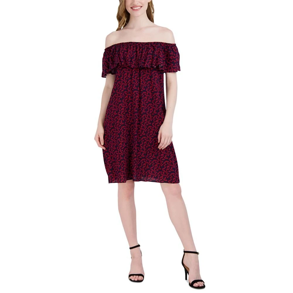 商品Sandra Darren|Women's Printed Ruffled Off-The-Shoulder Dress,价格¥512,第1张图片