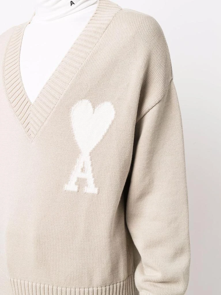 商品AMI|AMI PARIS - Cotton Blend V-necked Sweater,价格¥4087,第4张图片详细描述