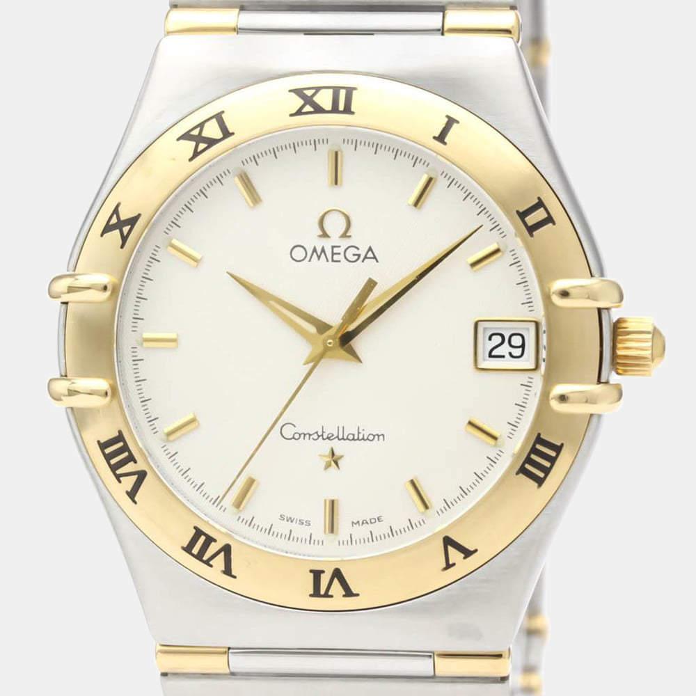 Omega Silver 18k Yellow Gold And Stainless Steel Constellation 1312.30 Quartz Men's Wristwatch 33 mm商品第2张图片规格展示