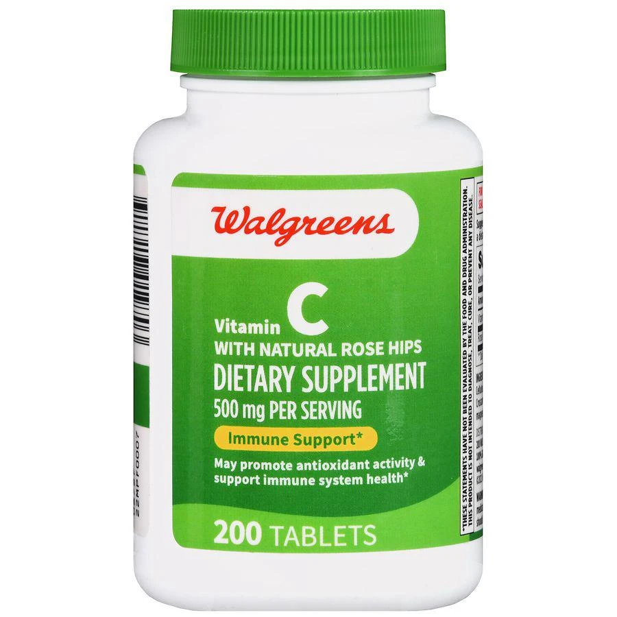 商品Walgreens|Vitamin C with Natural Rose Hips 500 mg Tablets,价格¥97,第2张图片详细描述