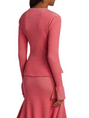 Rib-Knit Peplum Sweater商品第2张图片规格展示