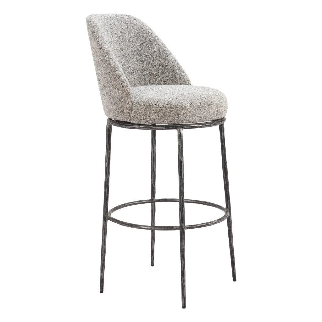 商品Hivvago|32" Gray And Black Fabric And Steel Bar Height Swivel Bar Chair,价格¥4755,第3张图片详细描述
