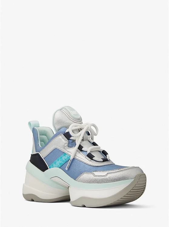 商品Michael Kors|Olympia Mixed-Media Trainer,价格¥551,第1张图片