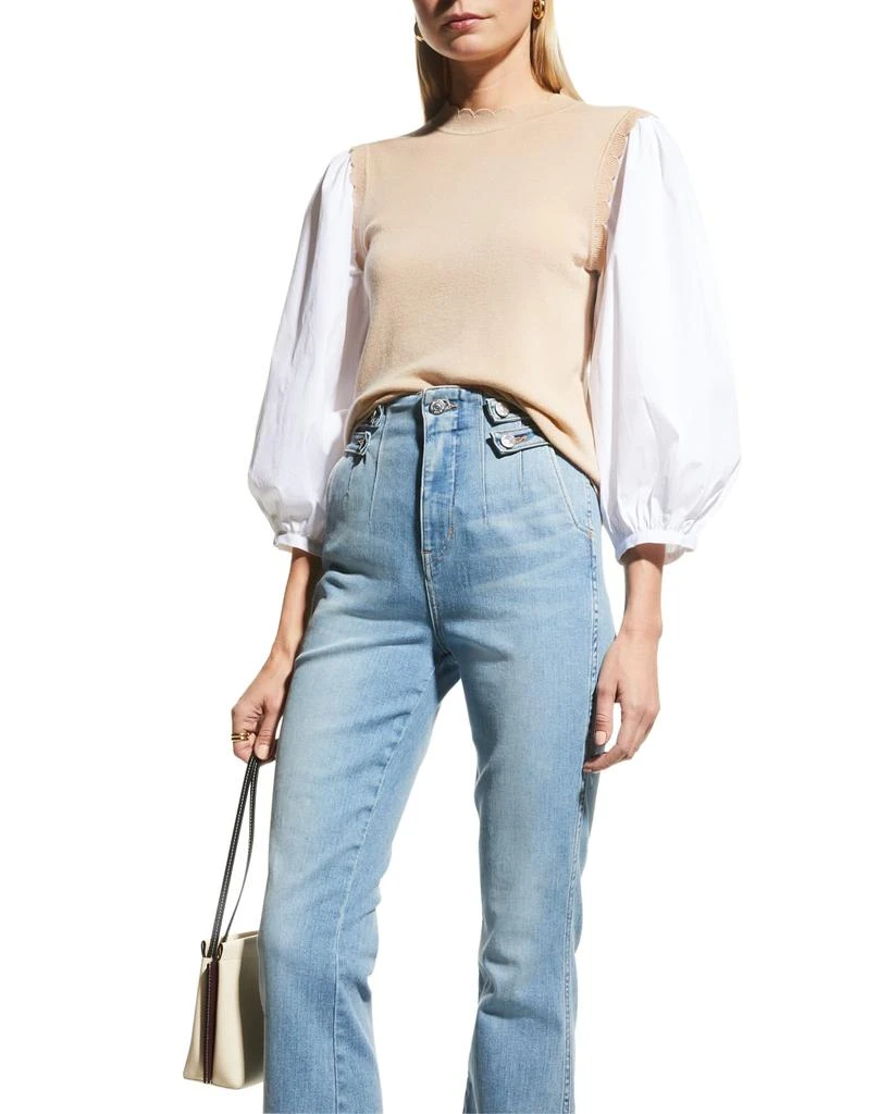 商品VERONICA BEARD|Steffi Mixed Media Pullover,价格¥1414,第3张图片详细描述