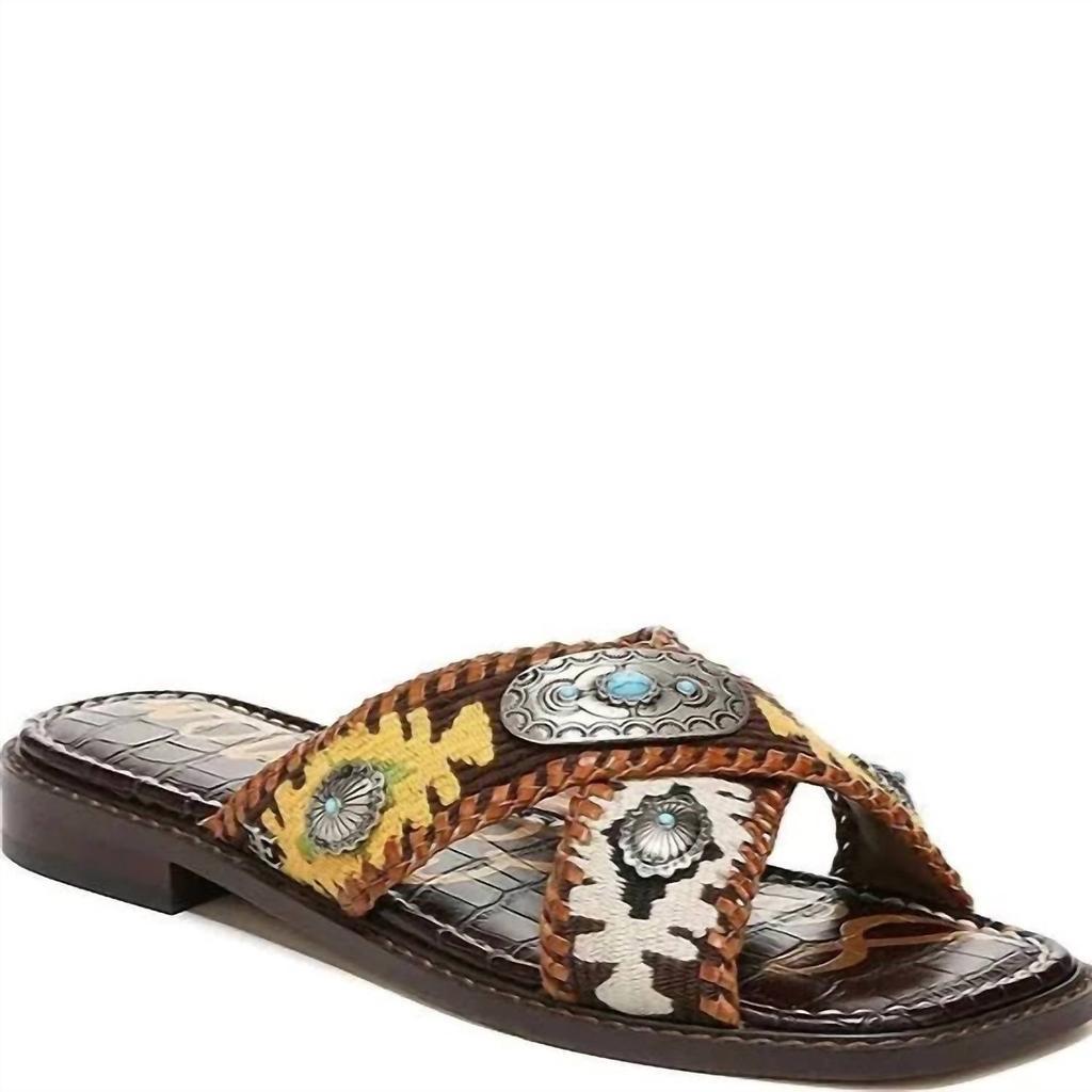 商品Sam Edelman|Needlepoint Southwestern Sandal in Brown,价格¥754,第1张图片
