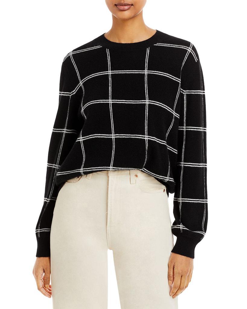 商品AQUA|Windowpane Cashmere Crewneck Sweater - 100% Exclusive,价格¥1026,第1张图片